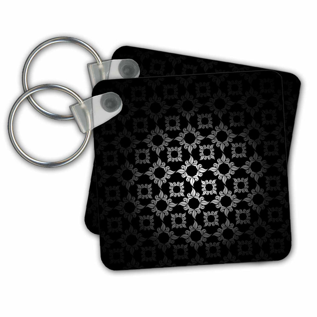3dRose Key Chains Black Antique Pattern Design (kc-236716-1)