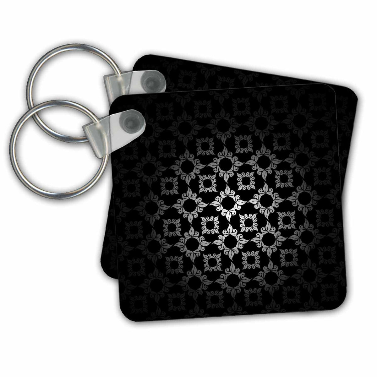 3dRose Key Chains Black Antique Pattern Design (kc-236716-1)
