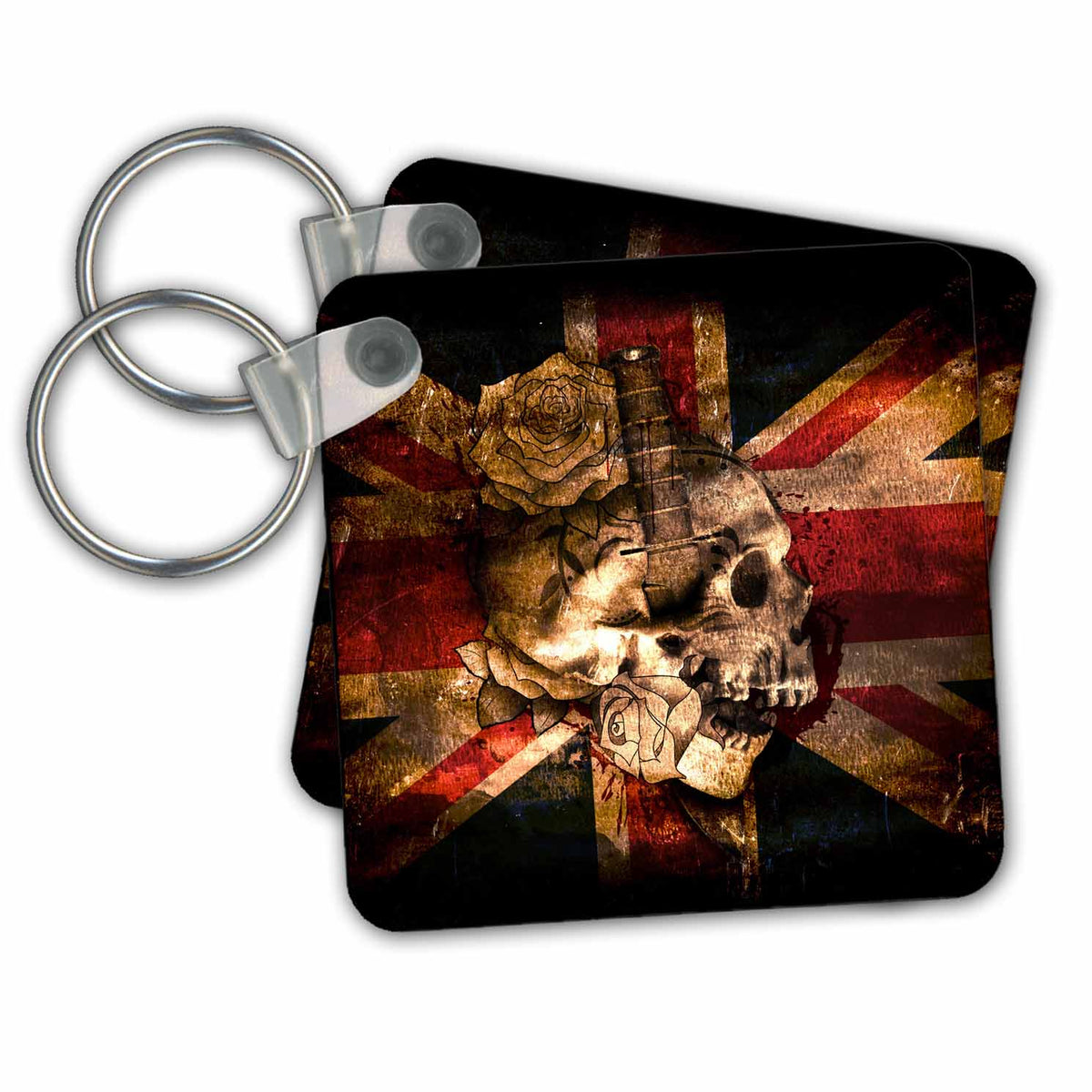 Key Chain - United Kingdom Flag with Fantasy Skull Flag