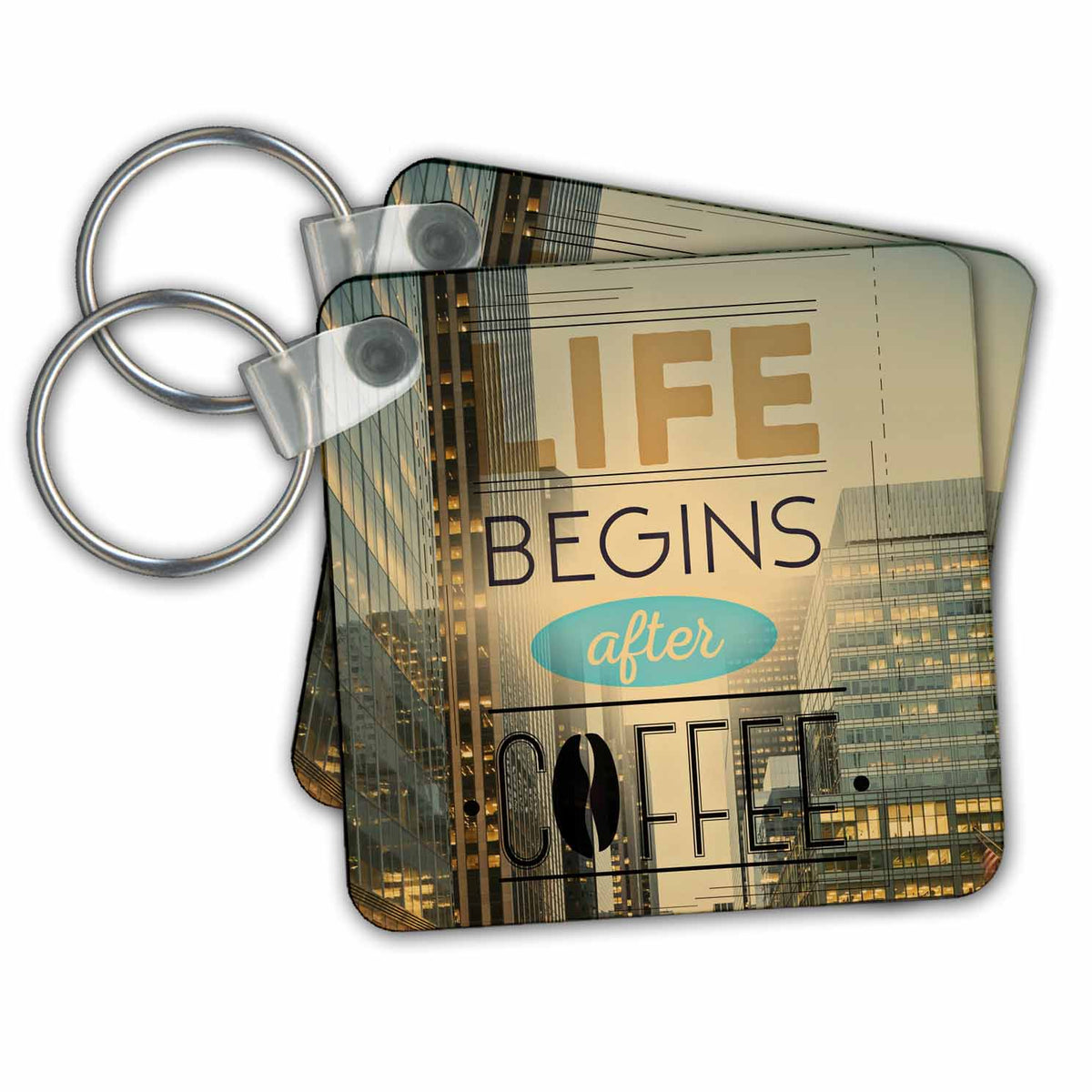 3dRose Key Chains Life Begins with Coffee (kc-236797-1)