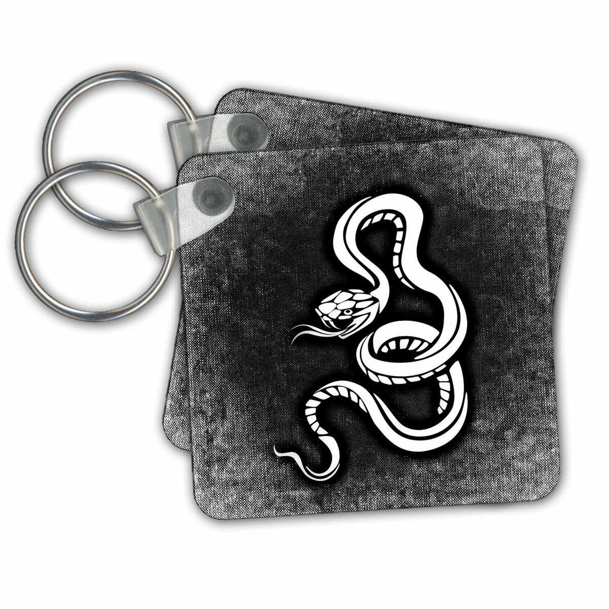 3dRose Key Chains Painting Snake in White (kc-236866-1)