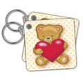 Key Chain - Valentines Teddy Bear with Big Red Heart Designs