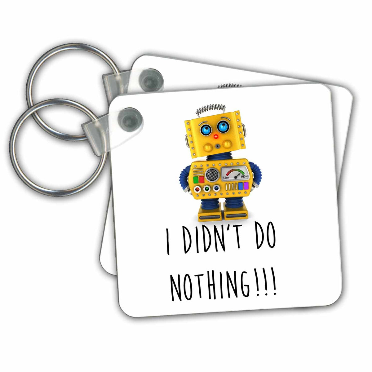 Key Chain - I did not do nothing. Innocent toy robot. Illustrations