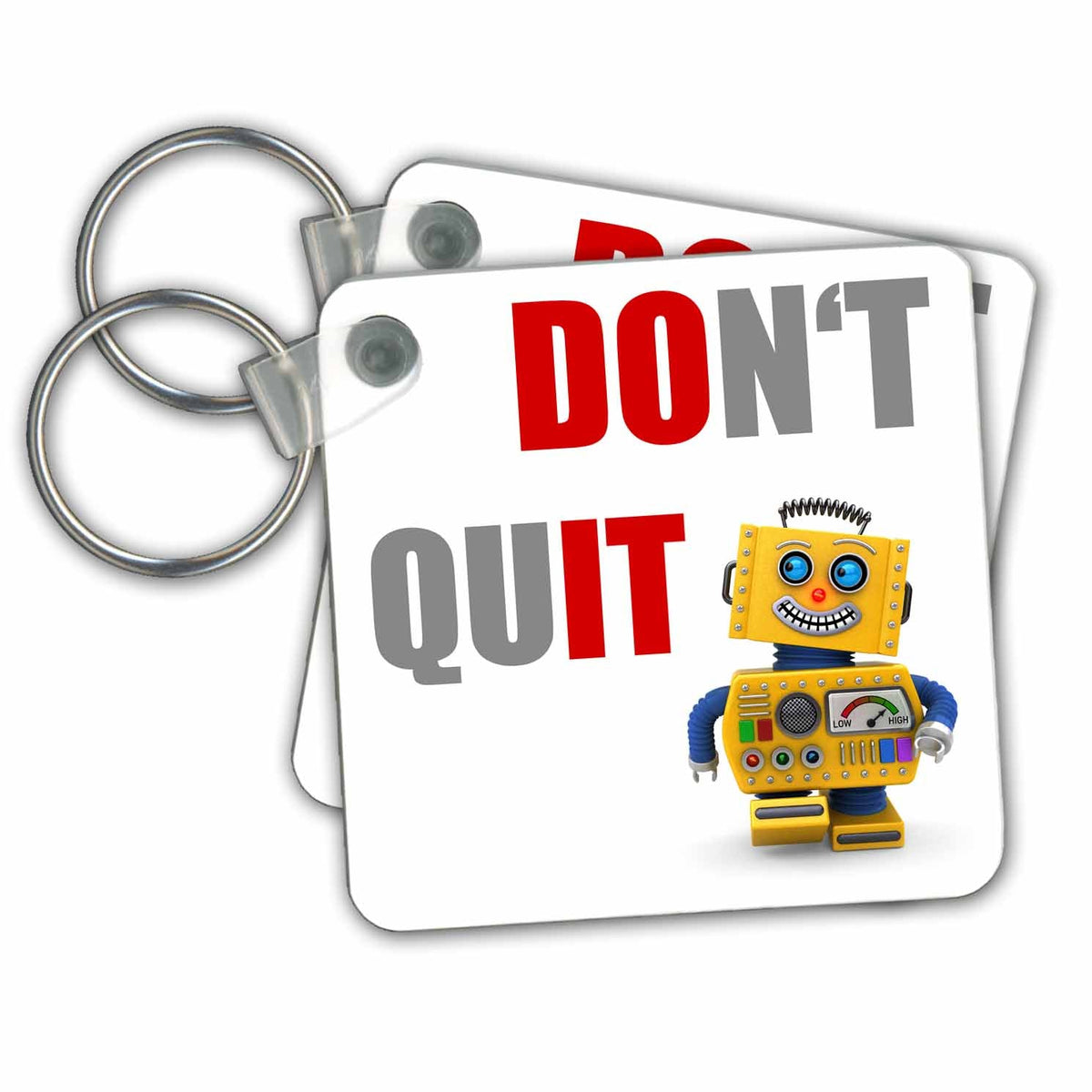 3dRose Key Chains Do not quit. Happy robot. (kc-237367-1)