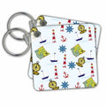 3dRose Key Chains Image of Nautical Toss With Map Compass Lighthouses (kc-237471-1)