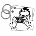 Key Chain - Image of Retro Black And White Man Holding Camera Retro