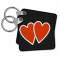 Key Chain - Twp Red Diamond Edged Hearts Valentines
