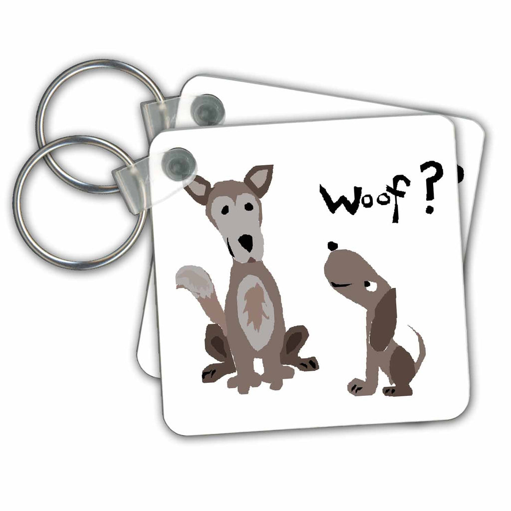 Key Chains Funny Grey Dog Talking to Grey Wolf (kc-238304-1)