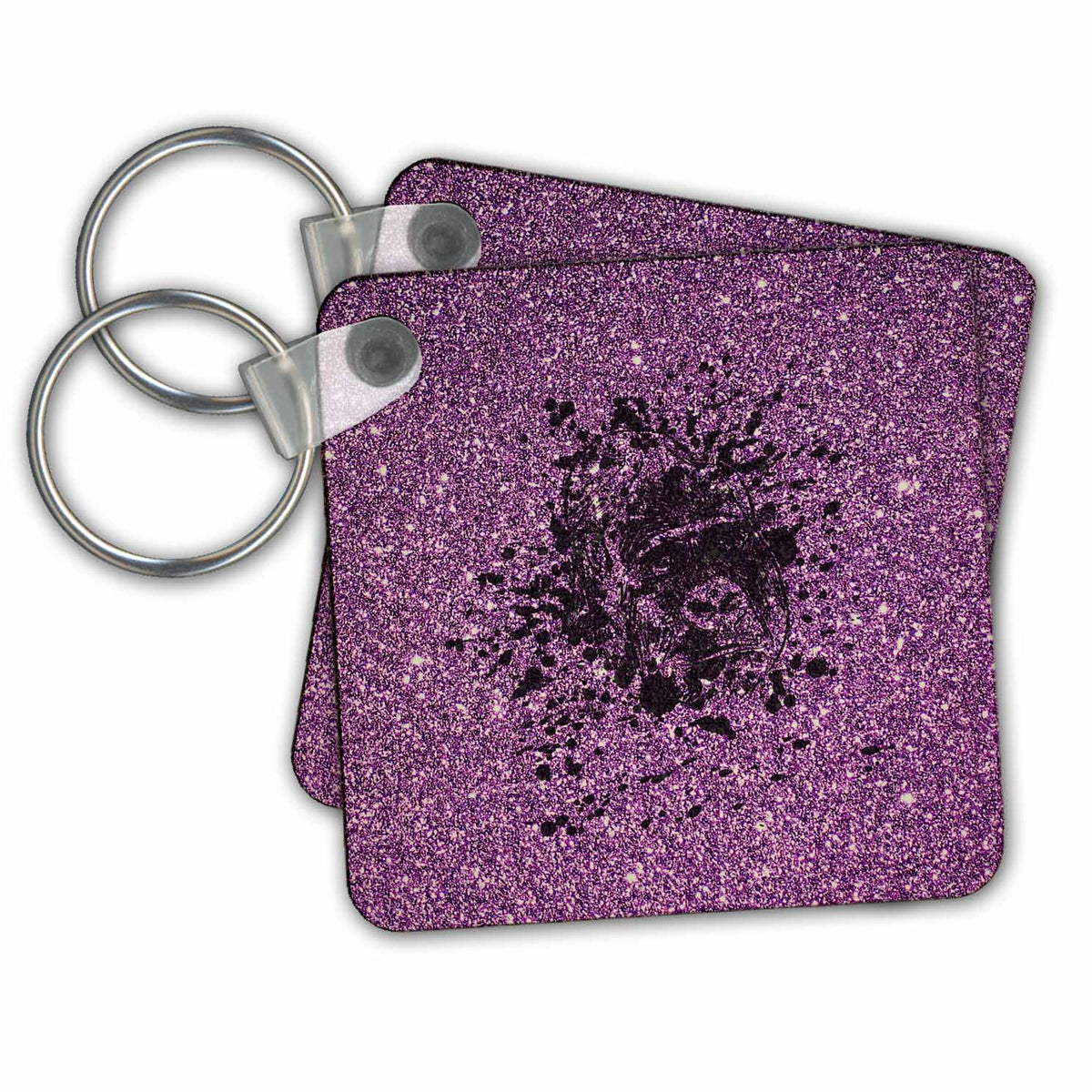 Key Chain - Gorilla with Purple Glitter Background Glitter