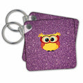 3dRose Key Chains Modern Owl with Purple Glitter Background (kc-238314-1)
