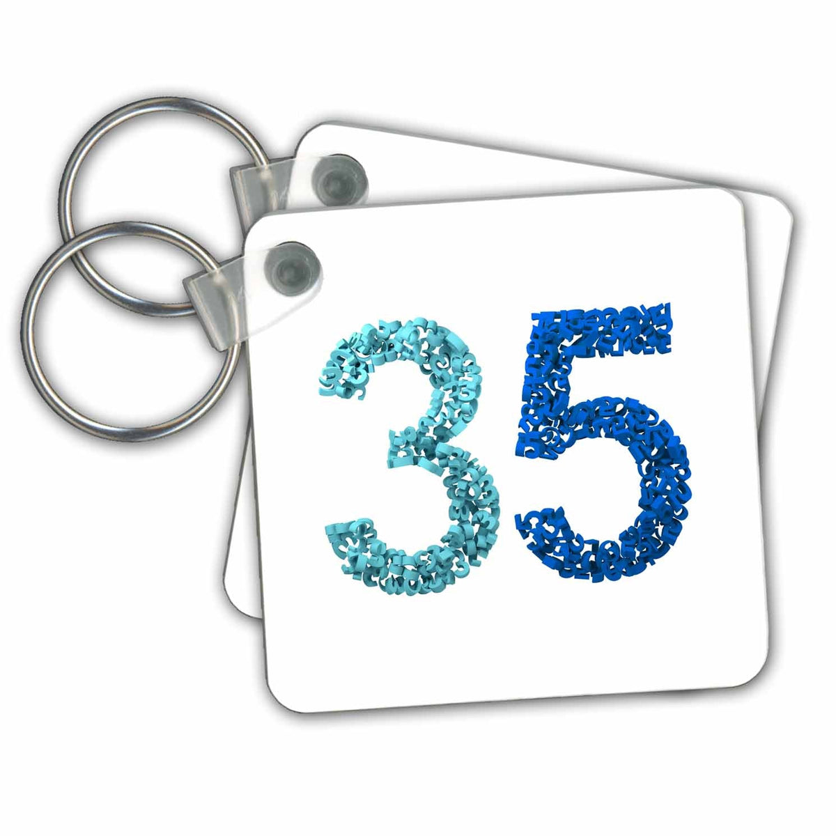 Key Chain - 35th Anniversary. Intricate numbers design. Illustrations