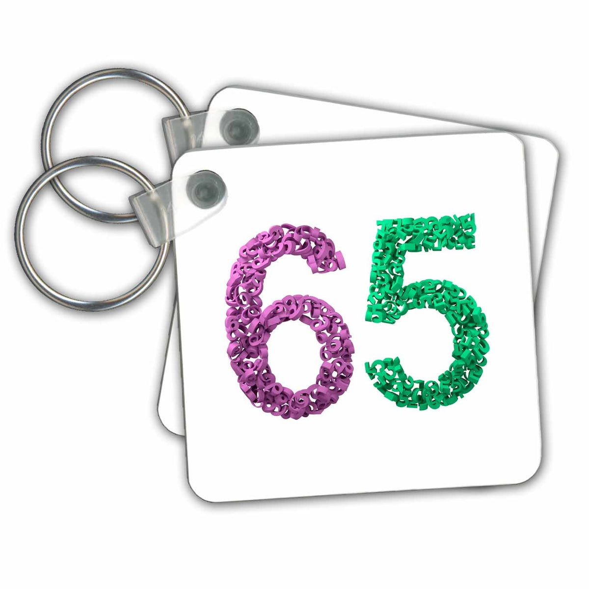 Key Chain - 65th Anniversary. Intricate numbers design. Illustrations