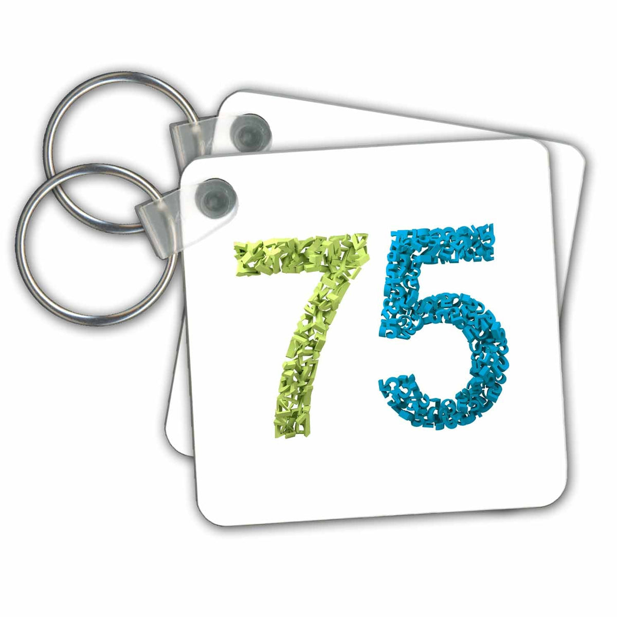 Key Chain - 75th Anniversary. Intricate numbers design. Illustrations