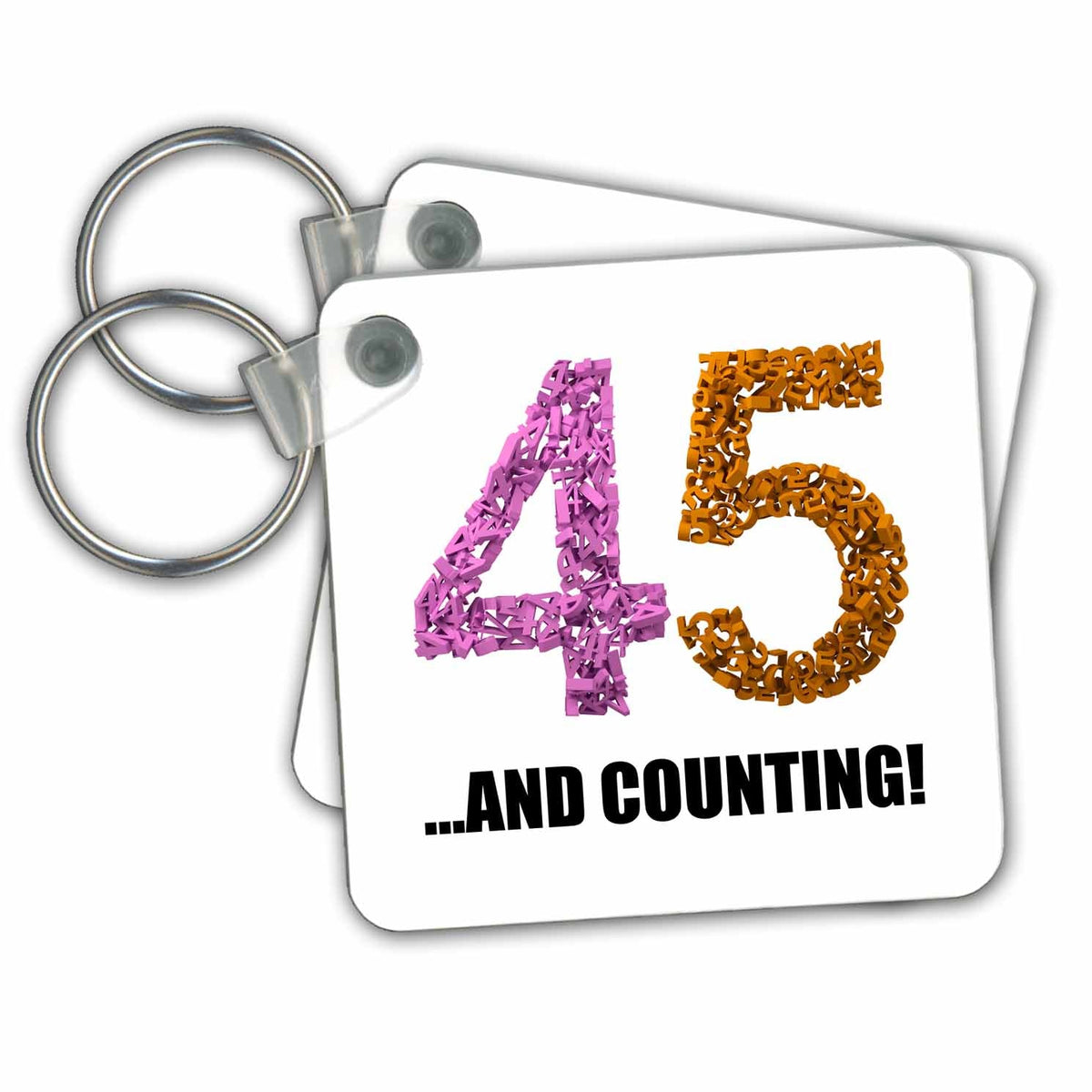 Key Chain - 45th Anniversary. And counting. Intricate numbers design. Illustrations