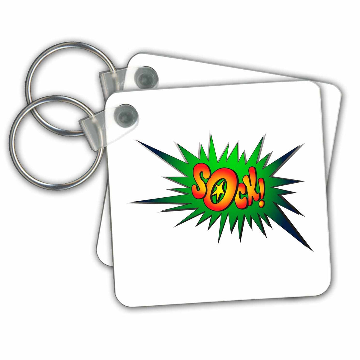 Key Chain - Superhero fight comic SOCK Illustrations