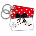 Key Chain - Image of Cherry Music Notes With Bow And Red Polka Dots Decorative III