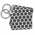 3dRose Key Chains Black Circular Leaf Pattern on White Background (kc-238699-1)