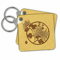 3dRose Key Chains Chinese Chrysanthemum Circular Design in Brown (kc-238768-1)