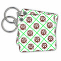 Key Chain - Brown Tudor Rose Pattern with Green Diagonals Patterns
