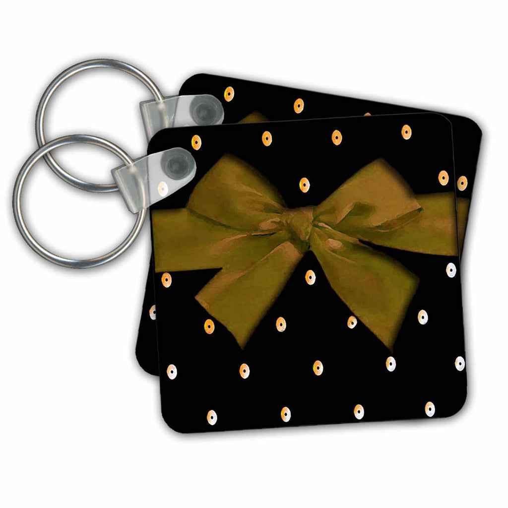 3dRose Key Chains Gold Bow with Sequin (kc-23886-1)