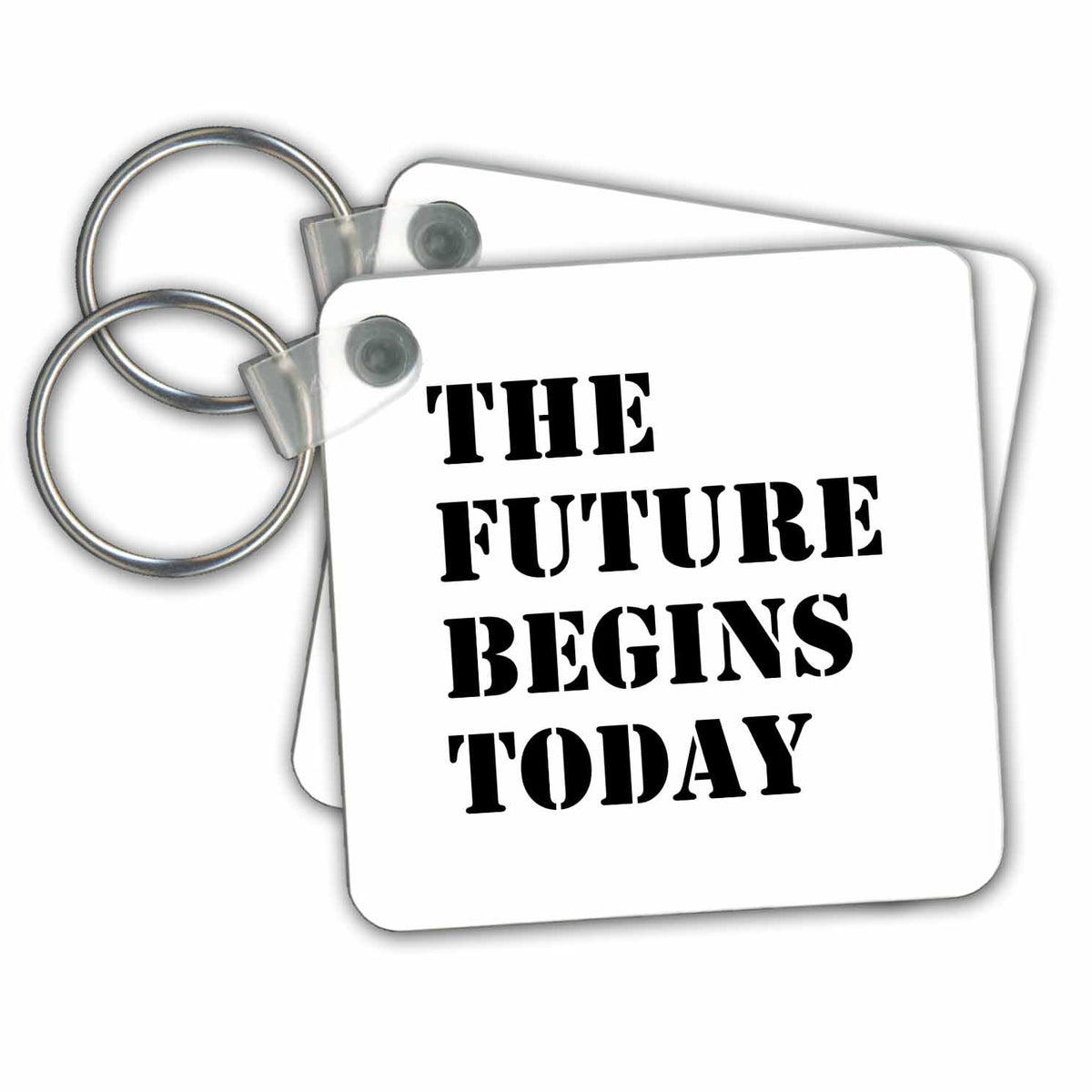 3dRose Key Chains Text Design- The Future Begins Today (kc-238889-1)