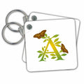 Key Chain - Monogram Initial A in Leafy Green and Yellow with Butterflies Monograms- Leafy Initial A