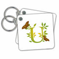 3dRose Key Chains Monogram Initial U in Leafy Green and Yellow with Butterflies (kc-239144-1)