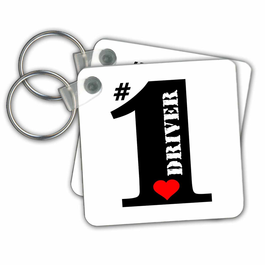 3dRose Key Chains Number One Driver- Big Numeral One with Red Heart (kc-239197-1)