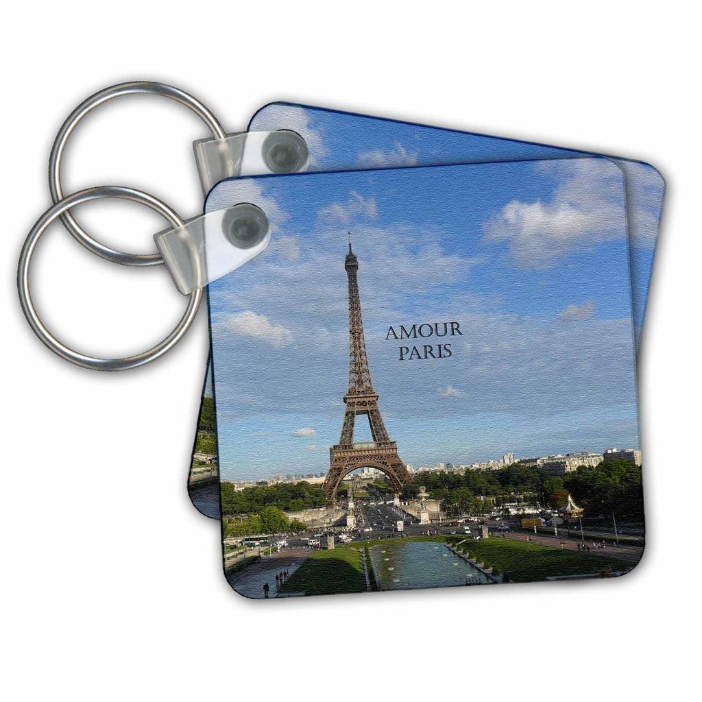 3dRose Key Chains Amour Paris Skyline with the Eiffel Tower in Canvas Texture (kc-239213-1)