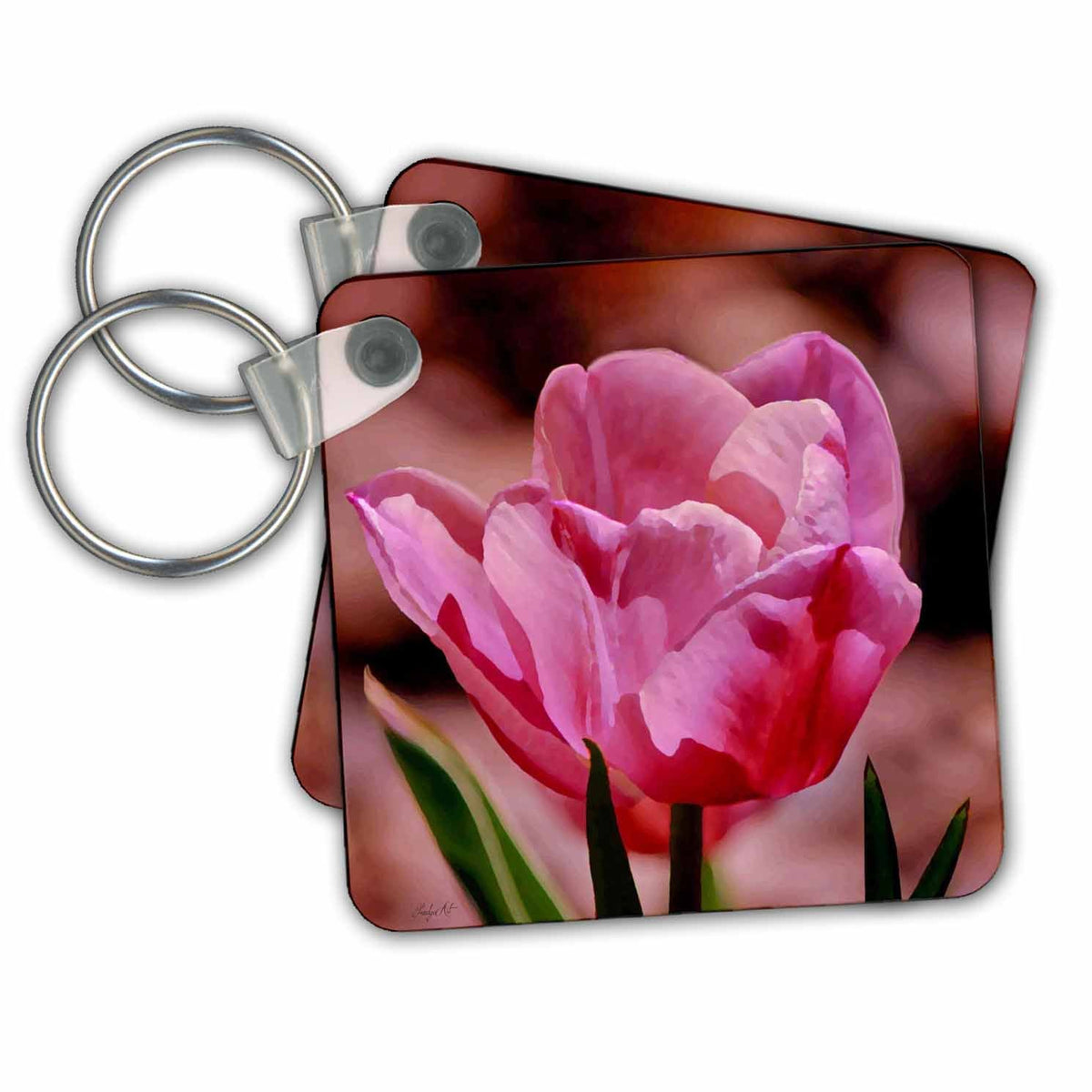 3dRose Key Chains Painted Pink Tulip (kc-239325-1)