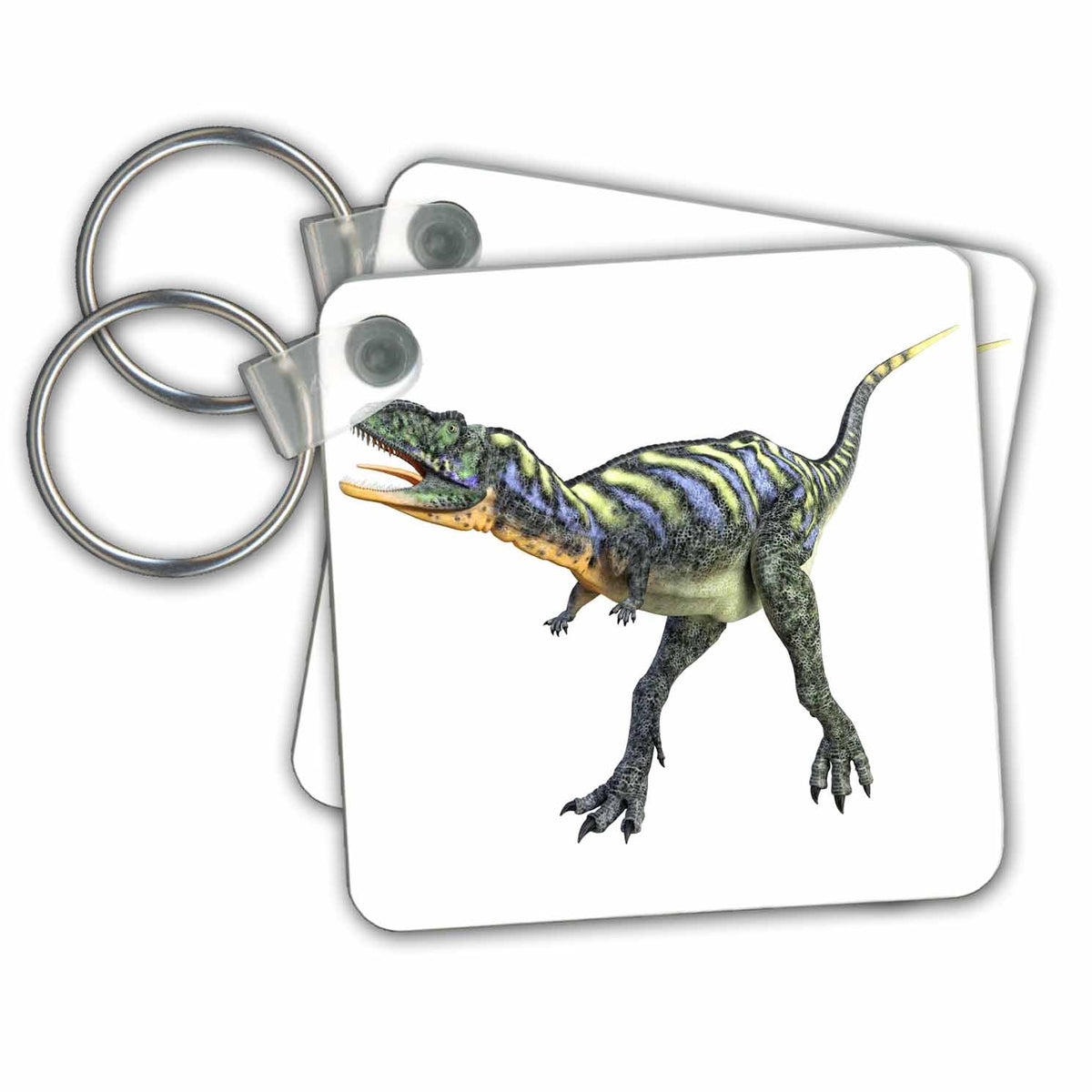 Key Chain - An Aucasaurus Dinosaur Squatting and Roaring Graphics Dinosaur