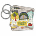 Key Chain - Camping Theme, Fathers Day, Abstract, Yellow, Red, Green, Orange Fathers Day Design