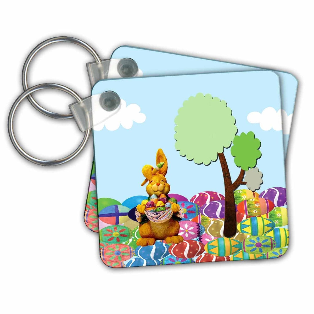 Key Chain - Bunny, Paint Brush, Decorated Eggs, Tree, Ground of Easter Eggs Easter Design and Photography