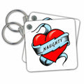 Key Chain - Tattoo Heart with Naughty written on it. Illustrations