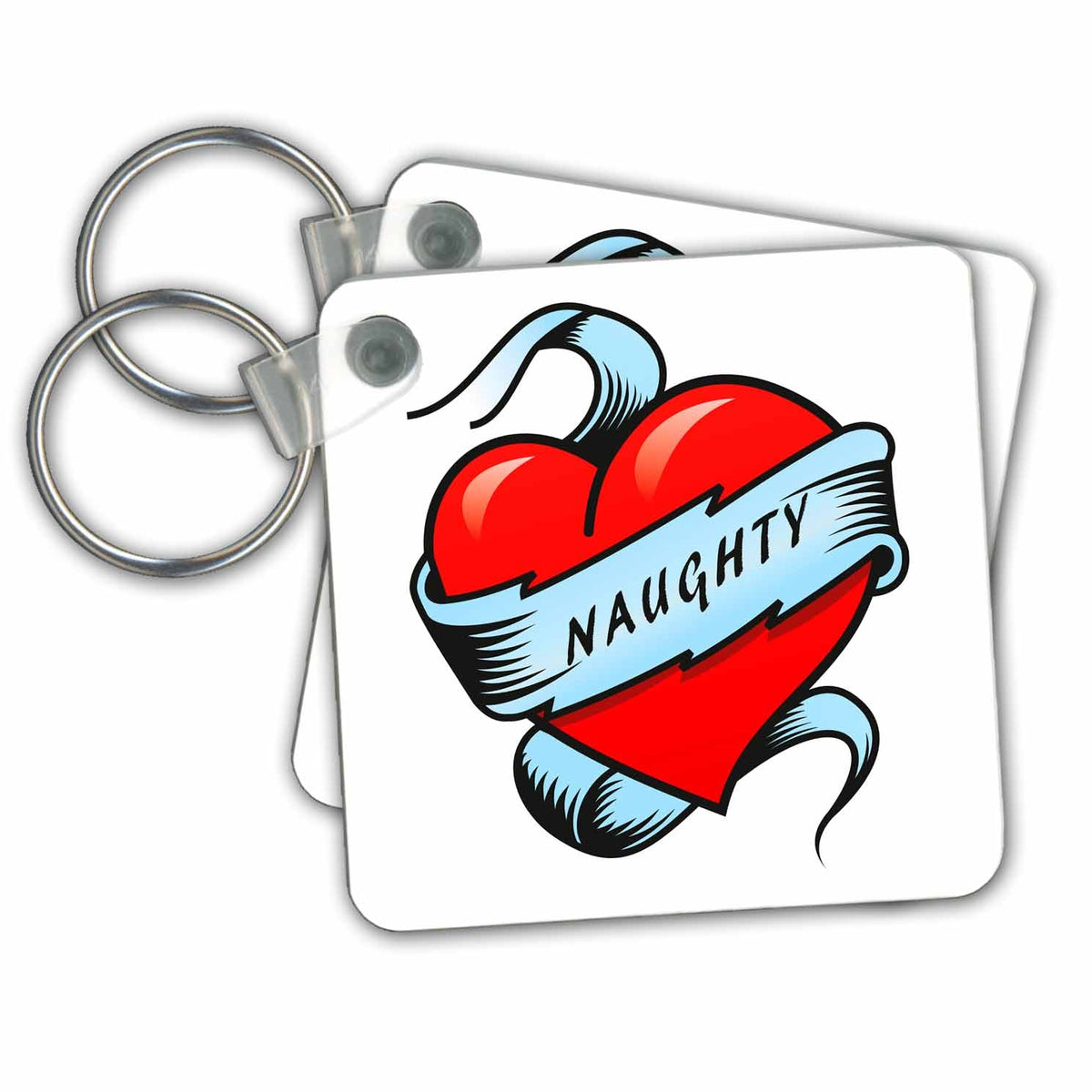 Key Chain - Tattoo Heart with Naughty written on it. Illustrations