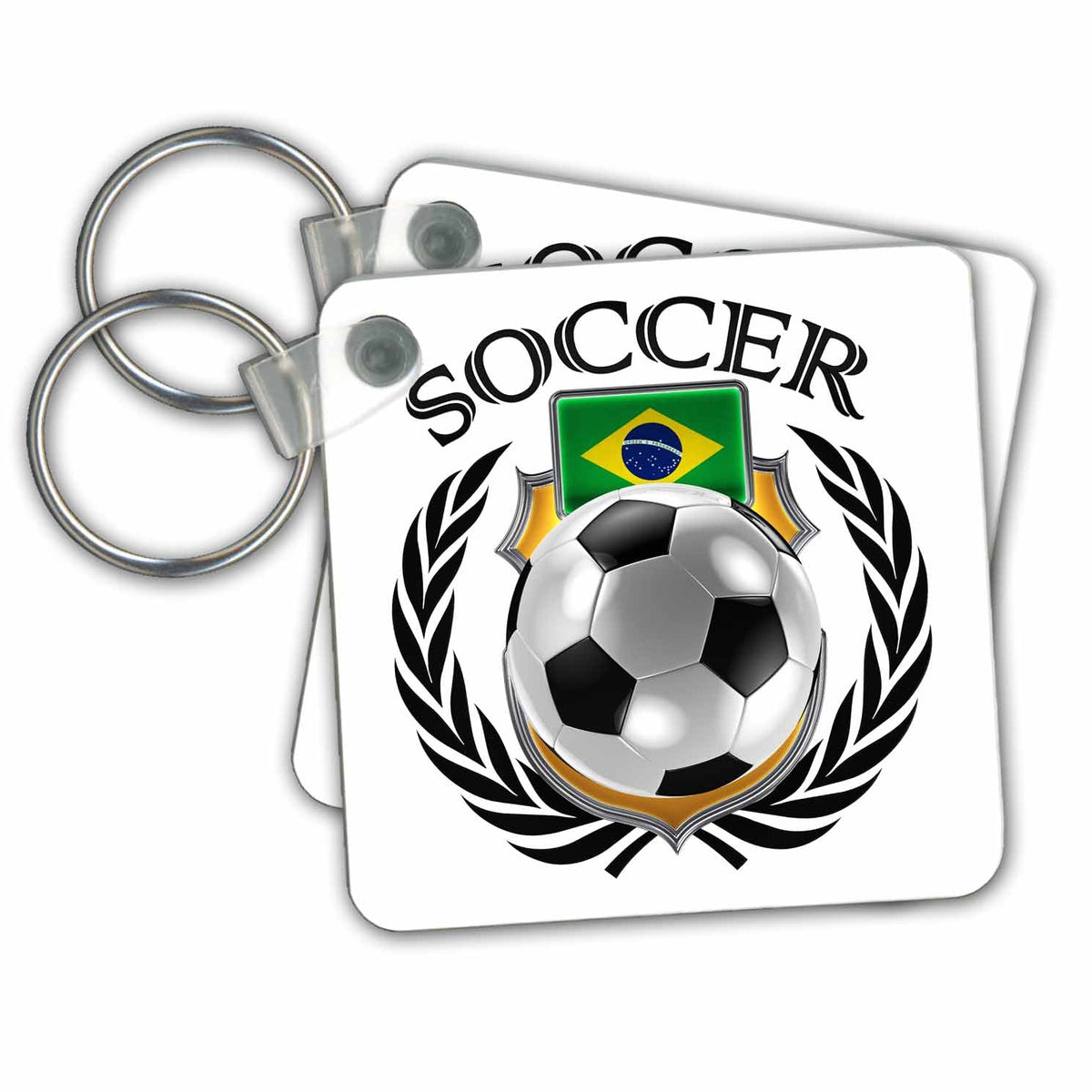 Key Chain - Brazil Soccer Ball with Fan Crest Illustrations