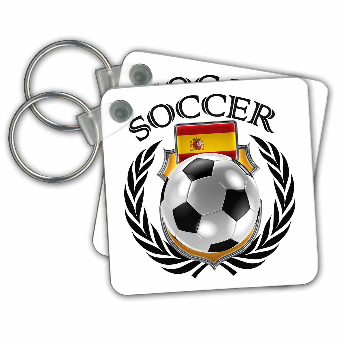 Key Chain - Spain Soccer Ball with Fan Crest Illustrations