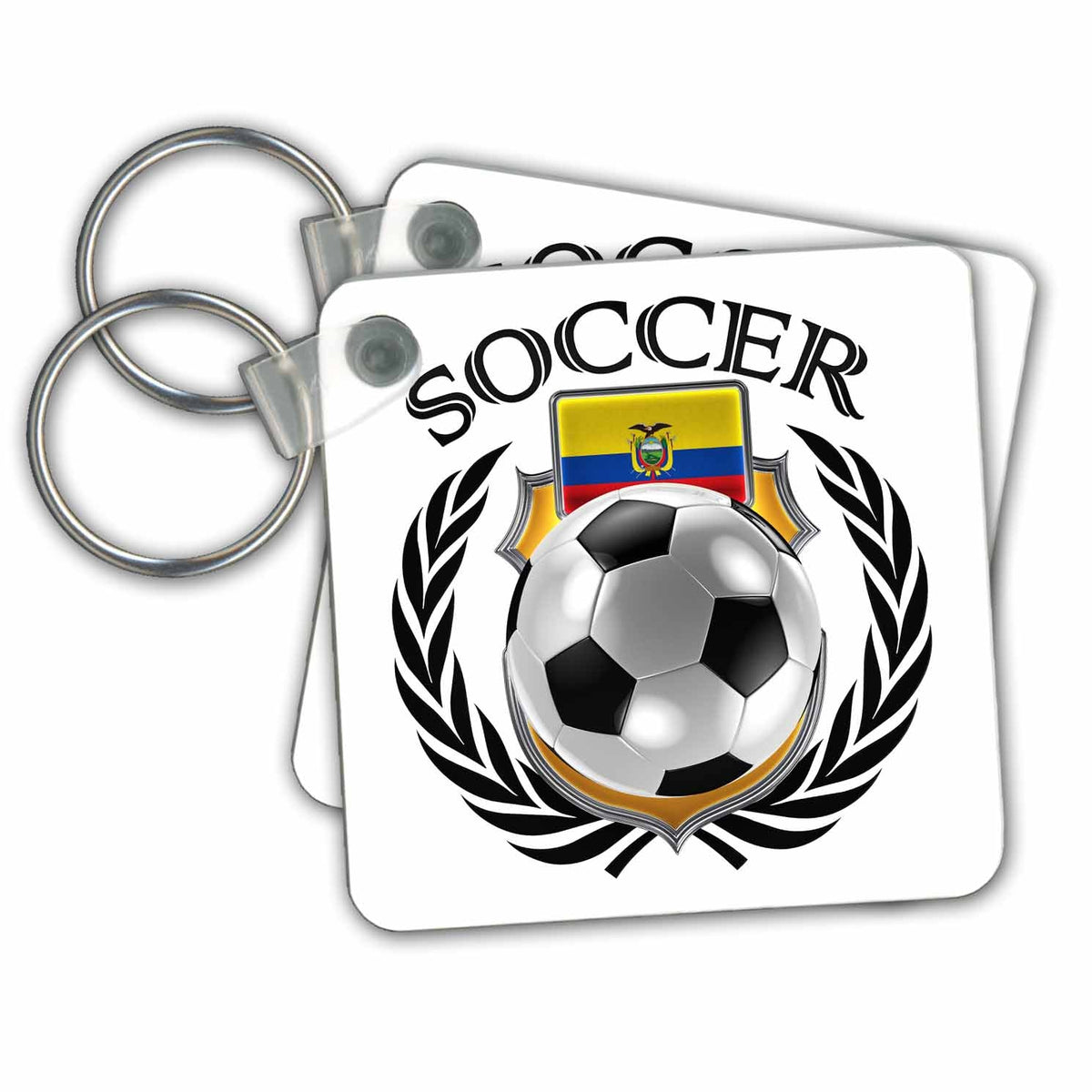3dRose Key Chains Ecuador Soccer Ball with Fan Crest (kc-239692-1)