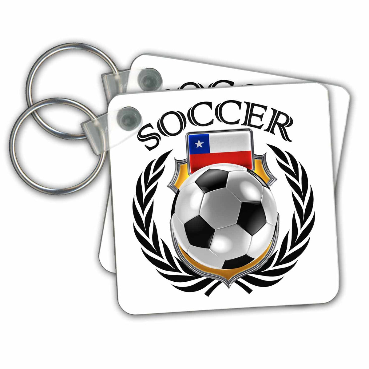 Key Chain - Chile Soccer Ball with Fan Crest Illustrations