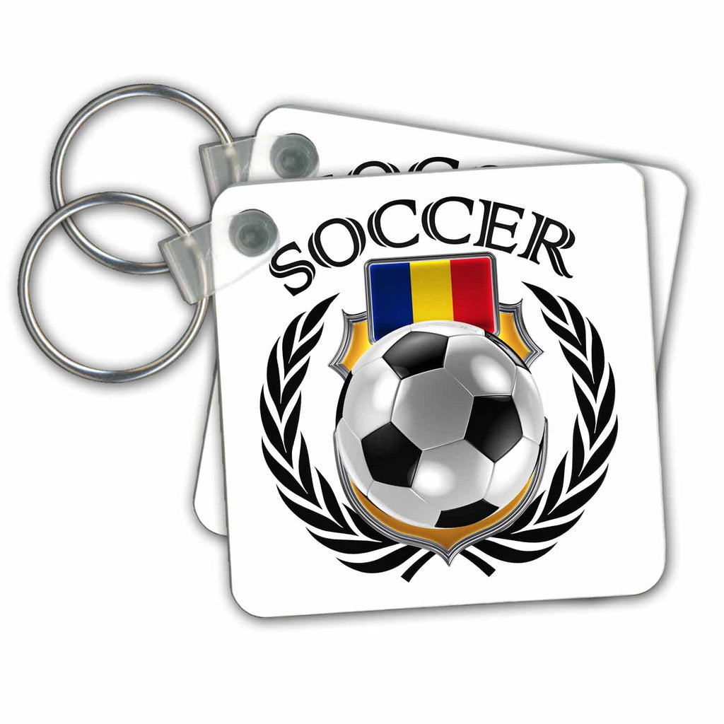 3dRose Key Chains Romania Soccer Ball with Fan Crest (kc-239697-1)