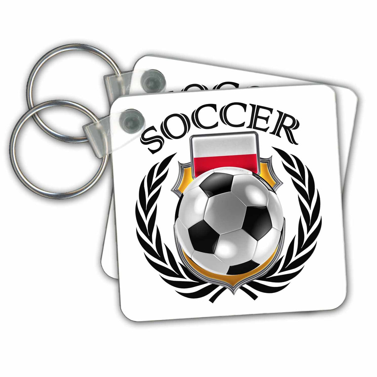 Key Chain - Poland Soccer Ball with Fan Crest Illustrations
