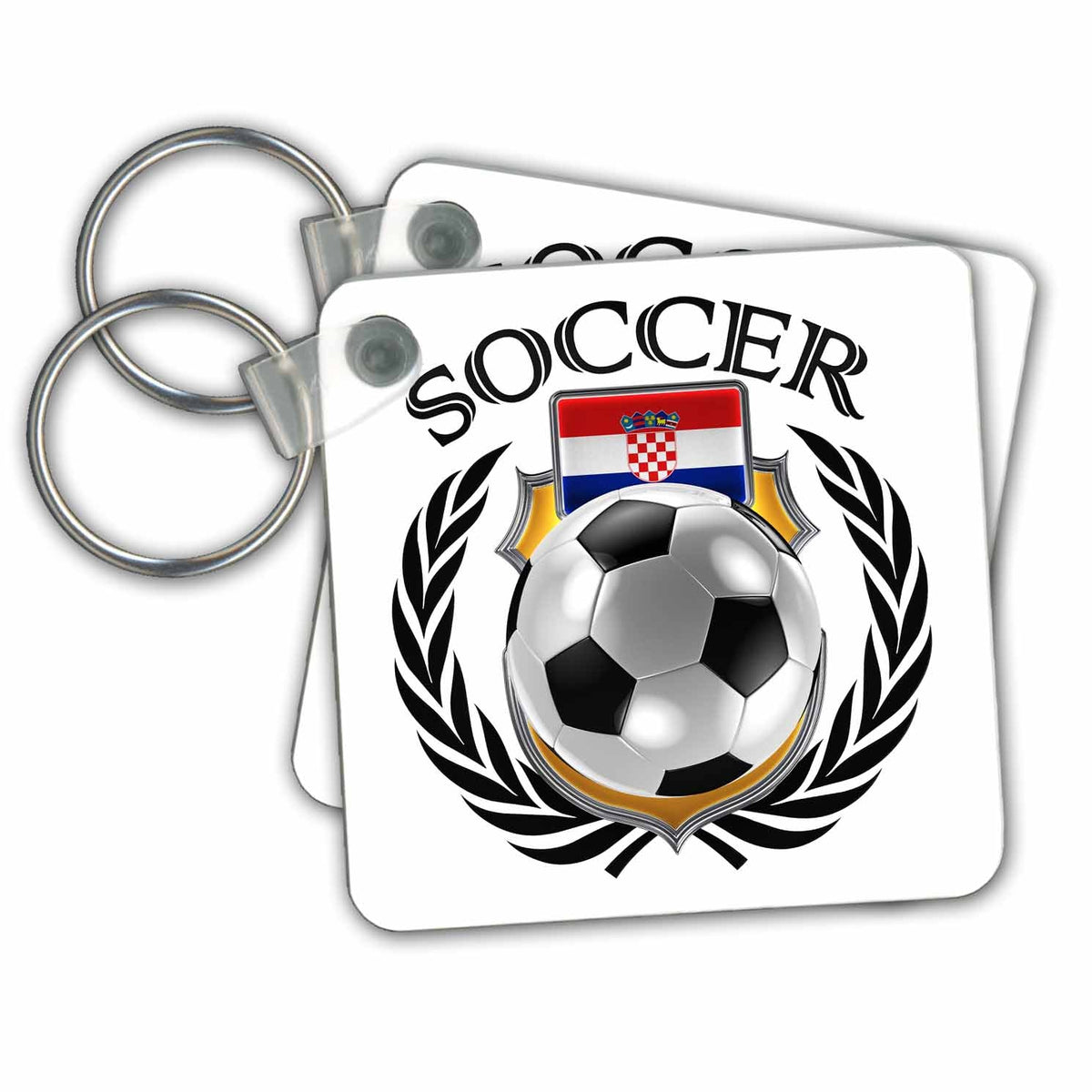 Key Chain - Croatia Soccer Ball with Fan Crest Illustrations