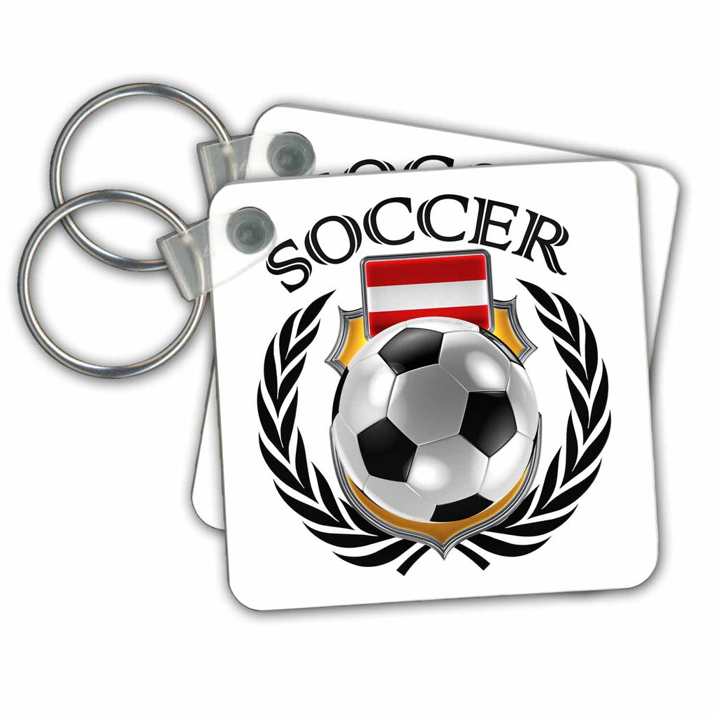 3dRose Key Chains Austria Soccer Ball with Fan Crest (kc-239710-1)
