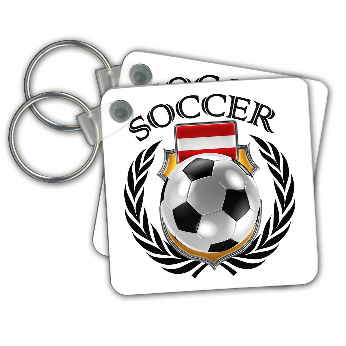 3dRose Key Chains Austria Soccer Ball with Fan Crest (kc-239710-1)