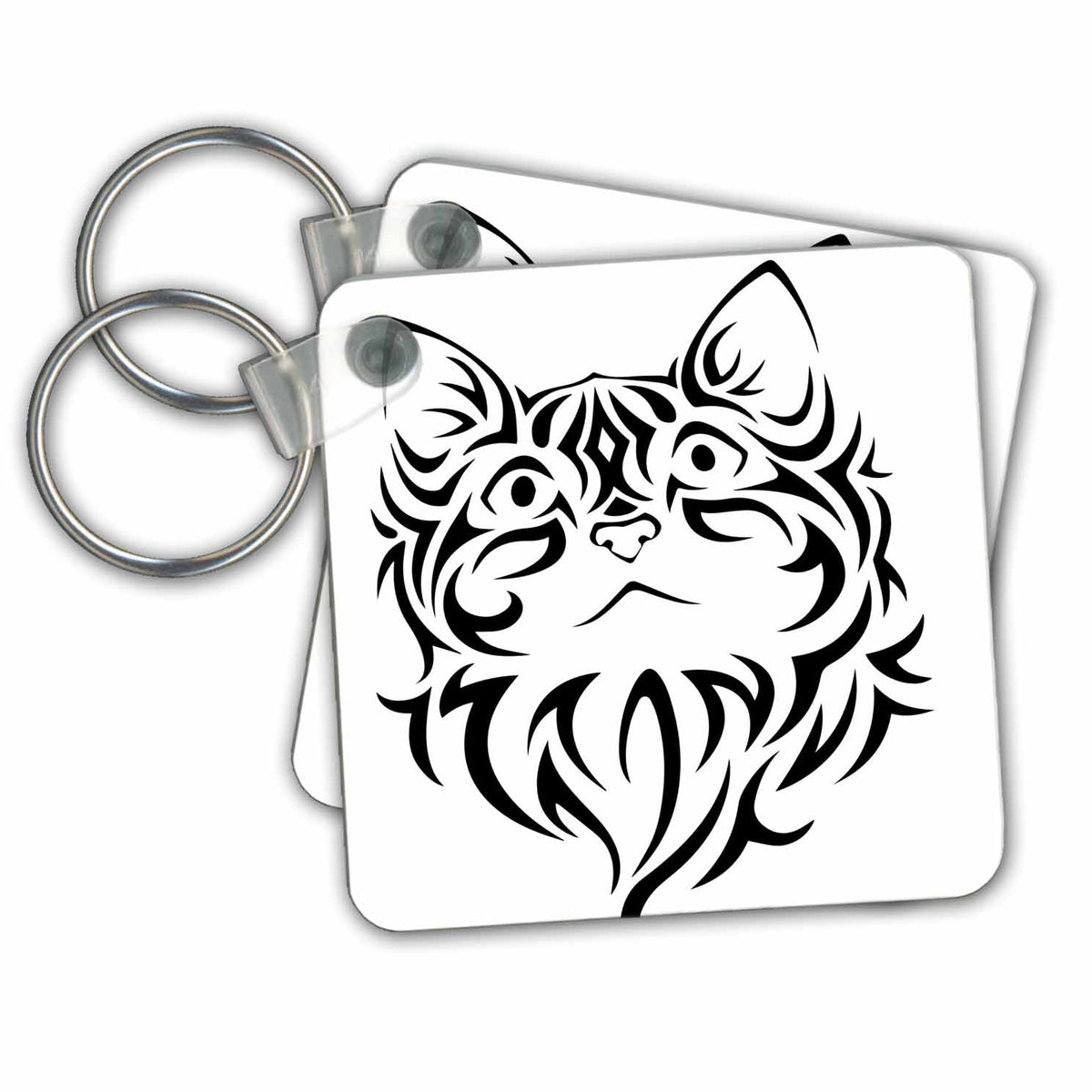 Key Chain - Tribal Modern Cat Style - Front View Tribal