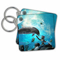 3dRose Key Chains Underwater world mermaid playing with dolphin (kc-239731-1)