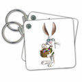 Key Chain - Easter Cartoon Rabbit with Easter Basket Graphics Holiday Easter