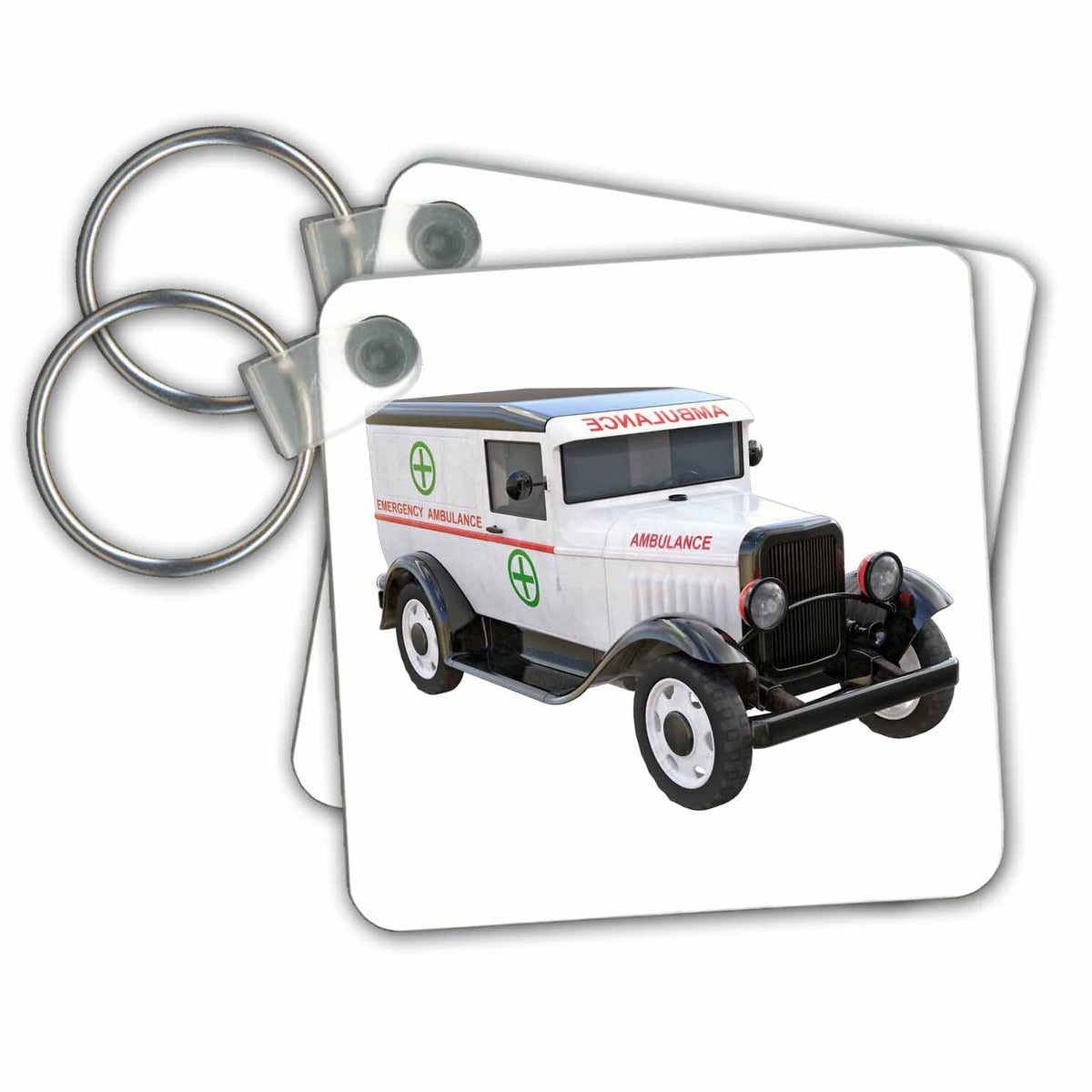 3dRose Key Chains Classic White Ambulance Truck (kc-239789-1)