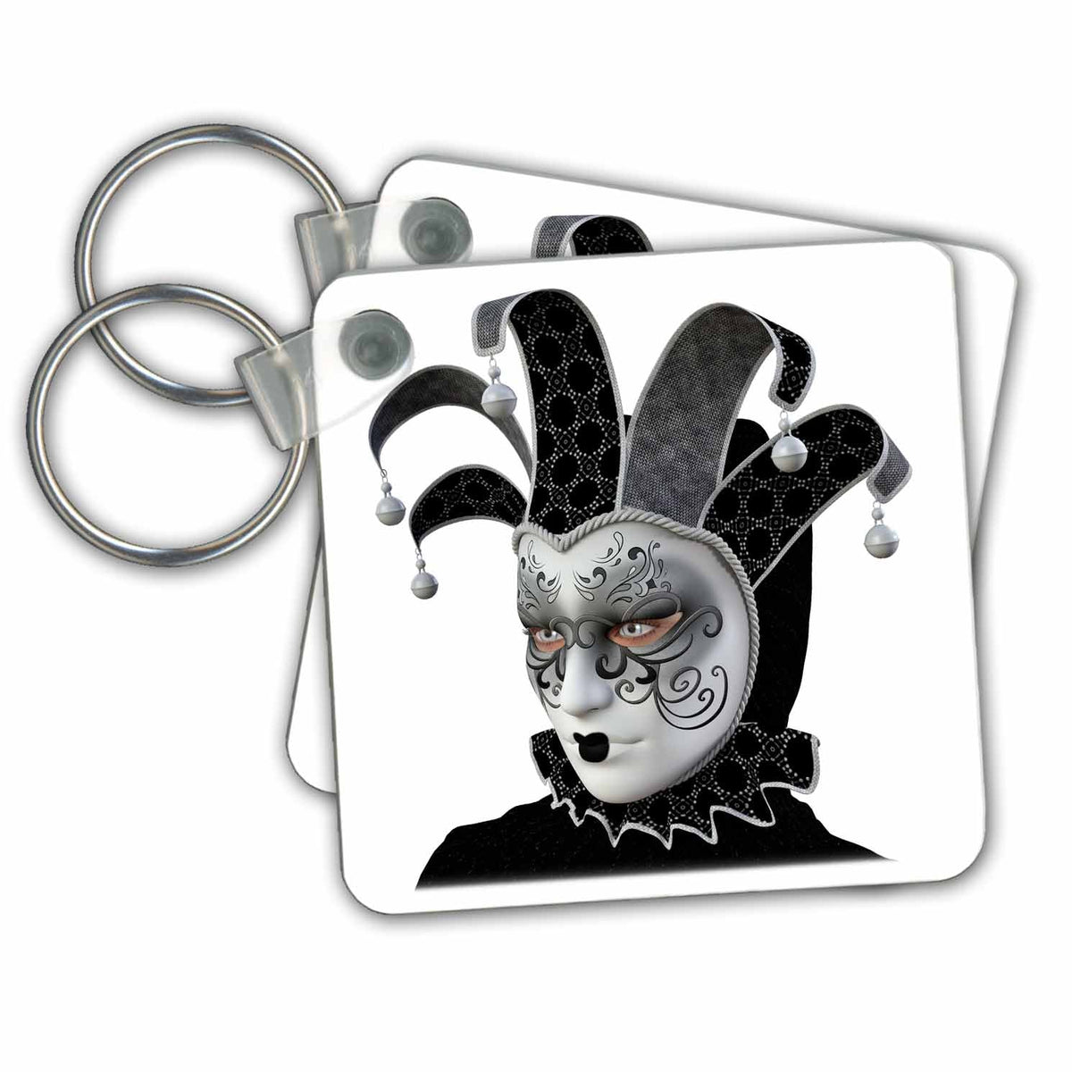 3dRose Key Chains Black and Silver Mask Side View (kc-239793-1)