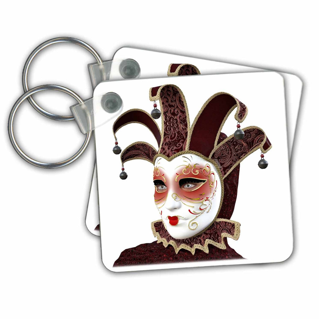 3dRose Key Chains Red and Gold Mask Side View (kc-239800-1)